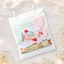 Custom Text Red Vintage Watercolor Airplane