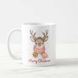 Custom Text Reindeer Wearing A Pink Scarf Kaffeetasse