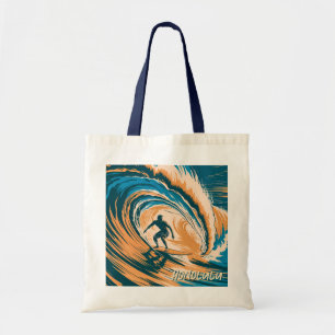 Custom Text Retro Honolulu Hawaii Surfer Surfen Tragetasche