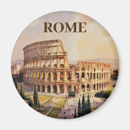 Custom Text Rome Italy Colosseum Retro Watercolor Magnet