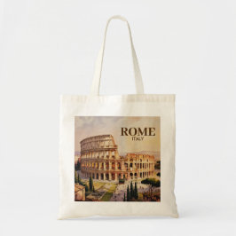 Custom Text Rome Italy Colosseum Retro Watercolor Tragetasche