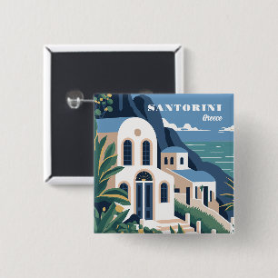 Custom Text Santorini Griechenland Button