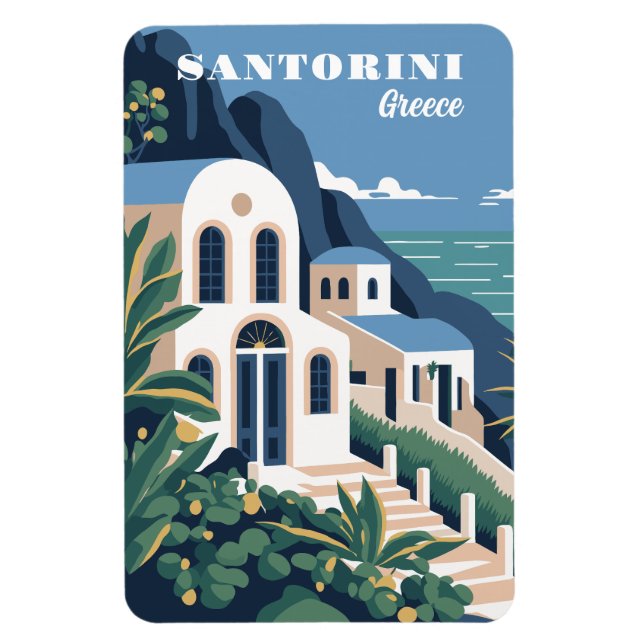 Custom Text Santorini Griechenland Magnet (Vertikal)