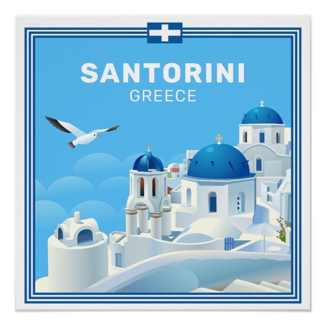 Custom Text Santorini Griechenland Poster (Vorderseite)