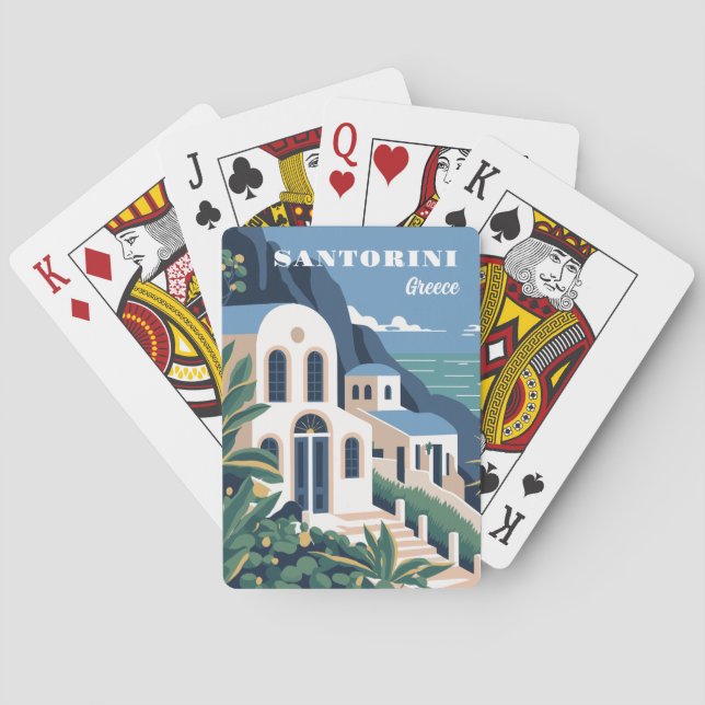 Custom Text Santorini Griechenland Spielkarten (Rückseite)