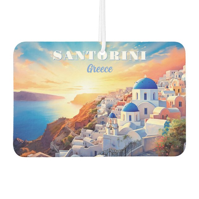 Custom Text Santorini Griechenland Sunset Autolufterfrischer (Vorderseite)