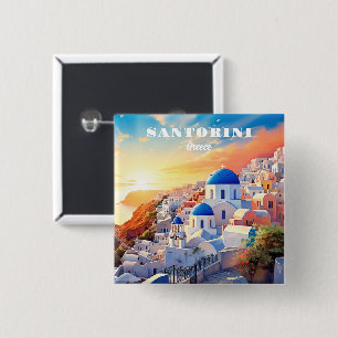 Custom Text Santorini Griechenland Sunset Button