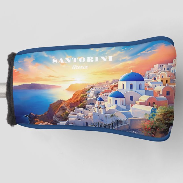 Custom Text Santorini Griechenland Sunset Golf Headcover (Vorderseite)