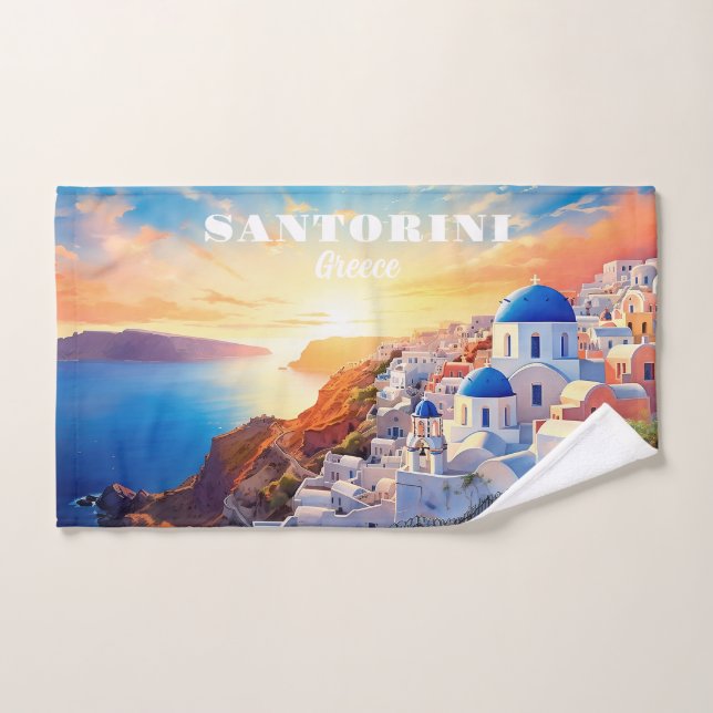 Custom Text Santorini Griechenland Sunset Handtuch (Handtuch)