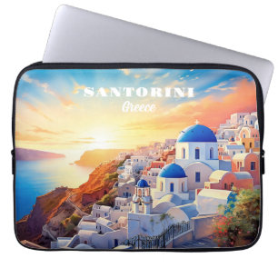 Custom Text Santorini Griechenland Sunset Laptopschutzhülle