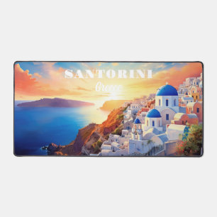 Custom Text Santorini Griechenland Sunset Schreibtischunterlage