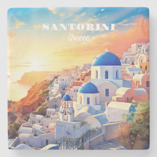 Custom Text Santorini Griechenland Sunset Steinuntersetzer