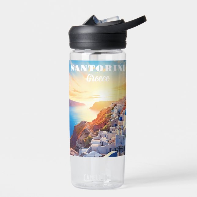 Custom Text Santorini Griechenland Sunset Trinkflasche (Links)