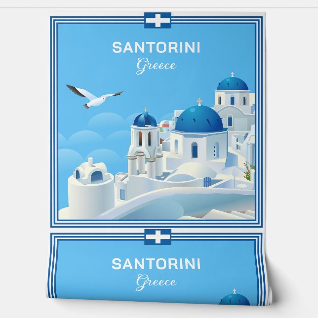 Custom Text Santorini Griechenland Tapete (Abrollen)