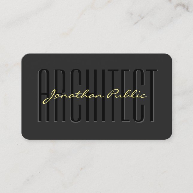 Custom Text Script Black & Gold Luxury Architectur Visitenkarte (Vorderseite)