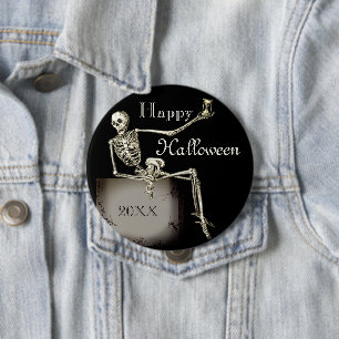 Custom Text Skeleton auf Tomb Happy Halloween Button