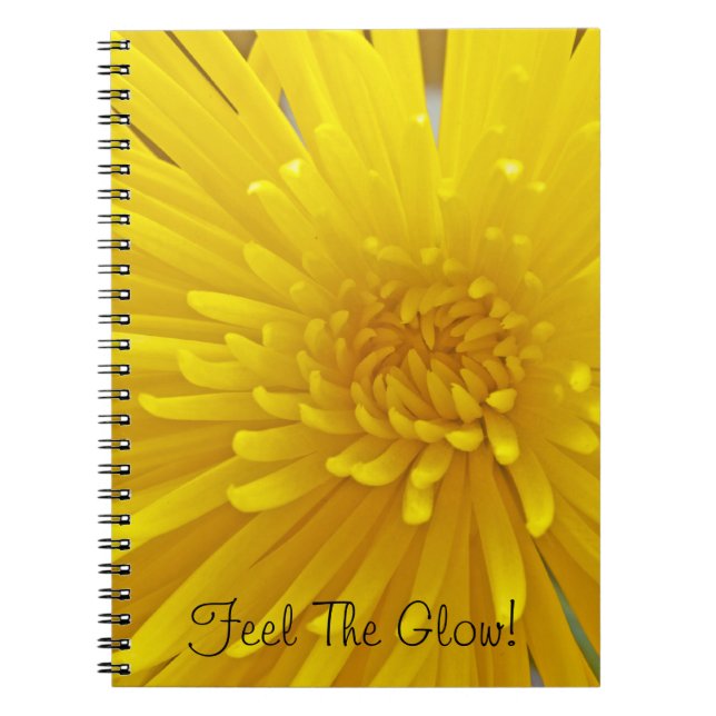 Custom Text Spiky Yellow Dahlia Blume Fotografie Notizblock (Vorderseite)