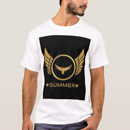Custom Text Summer Vibes Gold Adlerbild Weiß T-Shirt