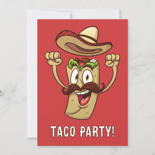 Custom Text Taco Party Einladung (Vorderseite)