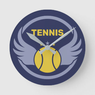 Custom Text Tennis Ball mit Flügen Runde Wanduhr