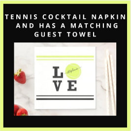 Custom Text Tennis Ball Racket Party Serviette