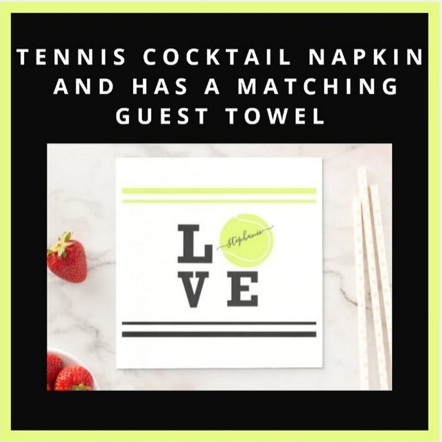 Custom Text Tennis Ball Racket Party Serviette (Von Creator hochgeladen)