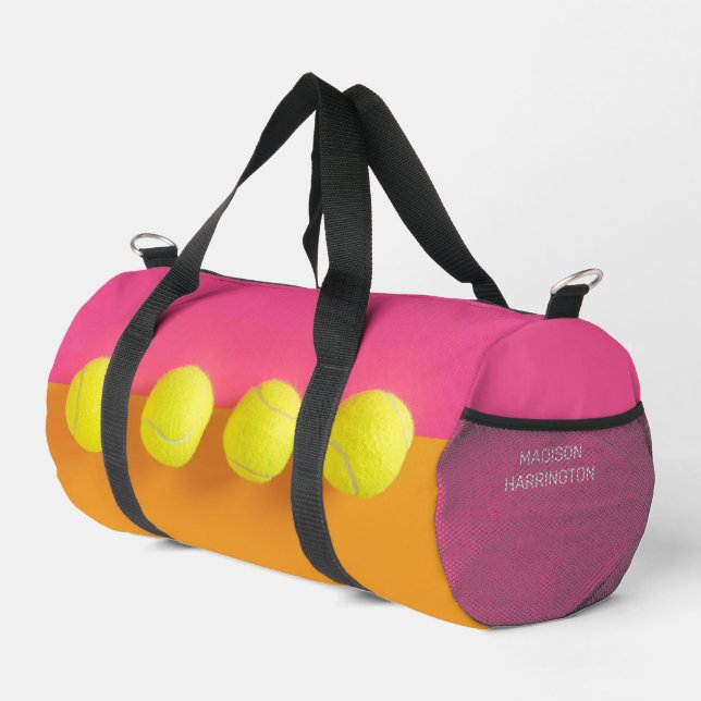 Custom Text Tennis Balls Duffle Bag (Rechte Ecke)