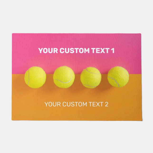 Custom Text Tennis Balls Fußmatte (Vorderseite)