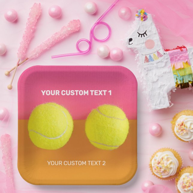 Custom Text Tennis Balls Pappteller (Party)