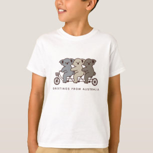 Custom Text Three Koalas Riding Tandem T-Shirt