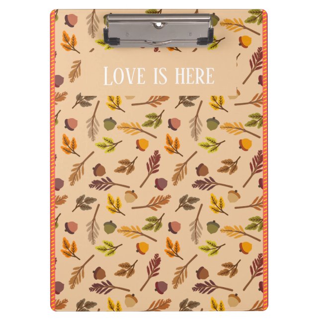 Custom text Trendy autumn background orange frames Klemmbrett (Vorderseite)