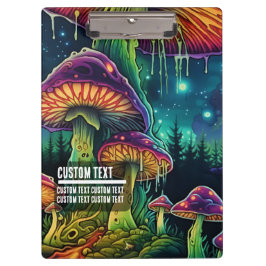 Custom Text Trippy Mushroom Forest Fantasy Art Klemmbrett