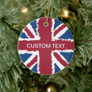 Custom Text Union Jack Flag Art von Heva Weva Keramik Ornament