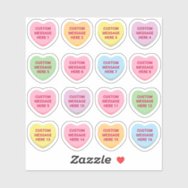 Custom Text Valentine's Day 16 Gesprächsherzen Aufkleber