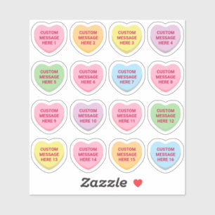 Custom Text Valentine's Day 16 Gesprächsherzen Aufkleber