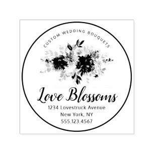 Custom Text Wedding Florist Logo Bouquet Permastempel