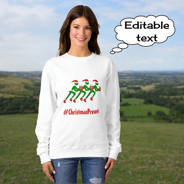Custom Text Weihnachtsläufer Sweatshirt (White sweatshirt)