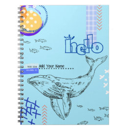 CUSTOM TEXT - Whale Collage Notebook Notizblock