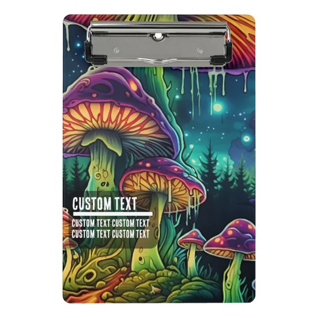 Custom Text Whimsical Mushroom Forest Fantasy Mini Klemmbrett (Vorderseite)