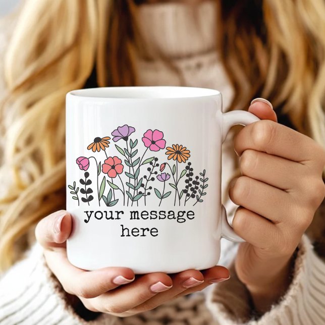 Custom Text Wildflower Mug Gift for Her or Mom Kaffeetasse (Personalized Wildflower Mug for New Mom, Floral Custom Text Mug for Girlfriend, Women or Bridesmaid)