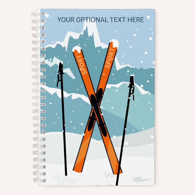 Custom Text Winter Skiing Notizbuch (Vorderseite)