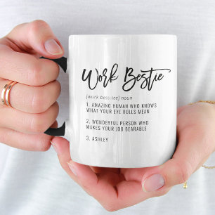 Custom Text Work Bestie Fun CoWorker Colleague Tasse