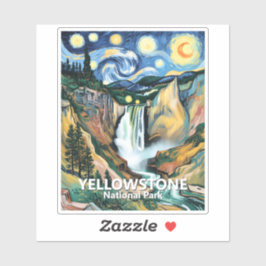 Custom Text Yellowstone Falls Van Gogh Colorful Aufkleber