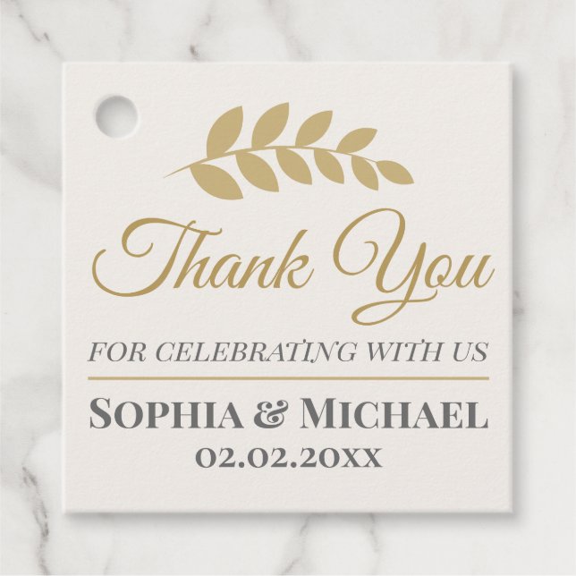 Custom Thank You for Wedding Elegant Template Geschenkanhänger (Vorderseite)
