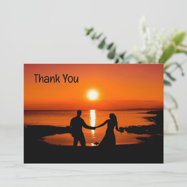 Custom Thank You Wedding Photo Thank You Card Dankeskarte (Stehend Vorderseite)