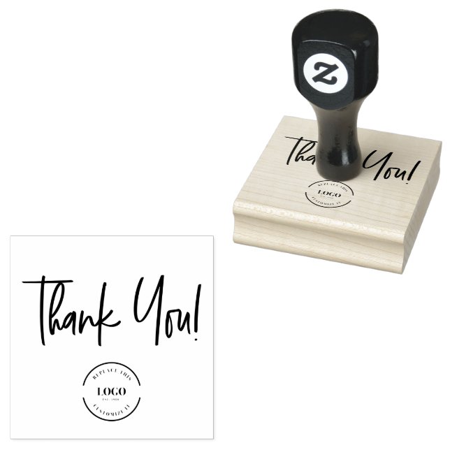 Custom Thank You with Small Business Logo Gummistempel (Stempel)