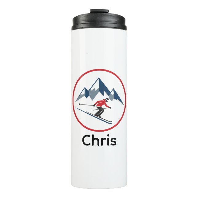 Custom Thermal Tumbler – Downhill Skier Logo Desig Thermosbecher (Vorderseite)