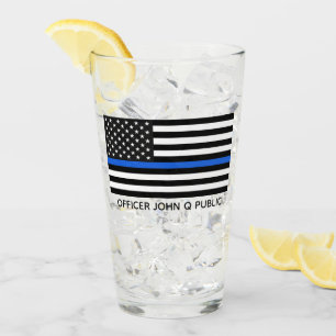 Custom Thin Blue Line American Flag Glas