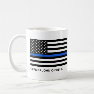Custom Thin Blue Line American Flag Kaffeetasse