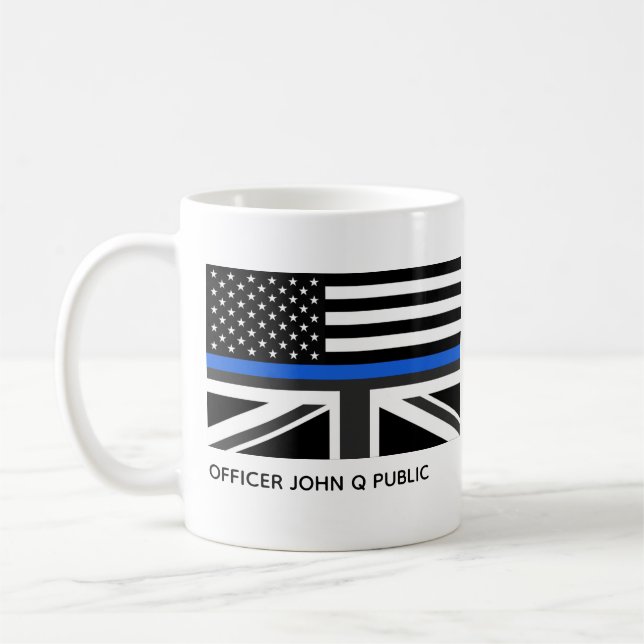 Custom Thin Blue Line American und UK Flag Kaffeetasse (Links)